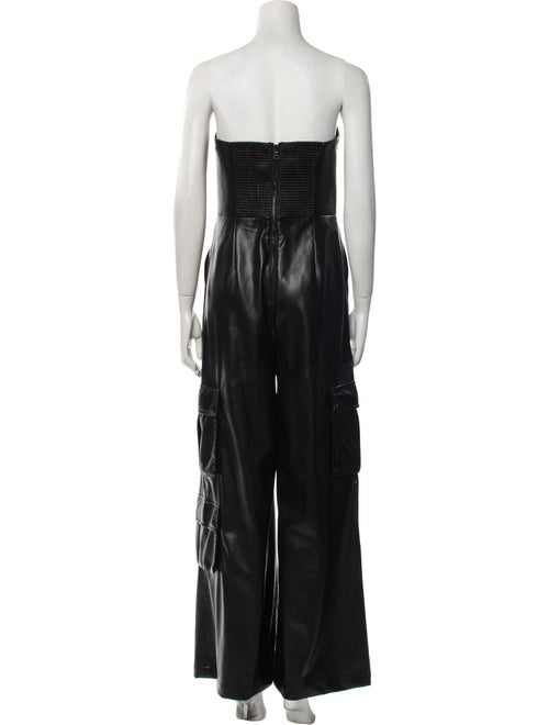 Alice + Olivia Faux Leather Strapless Jumpsuit