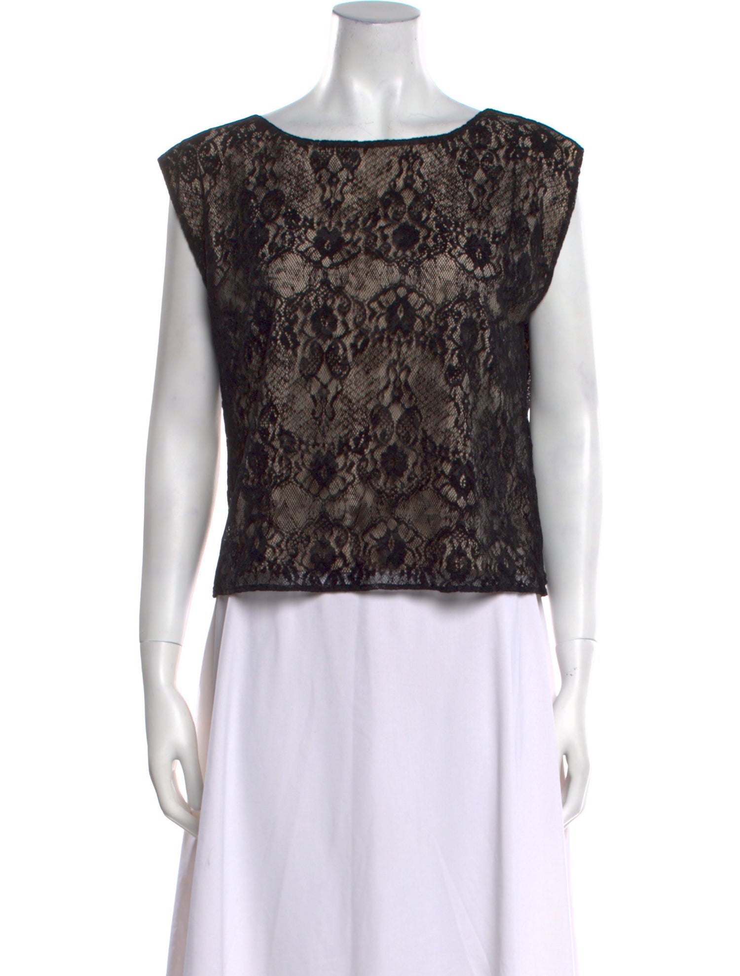 Alice + Olivia Lace Pattern Bateau Neckline Top