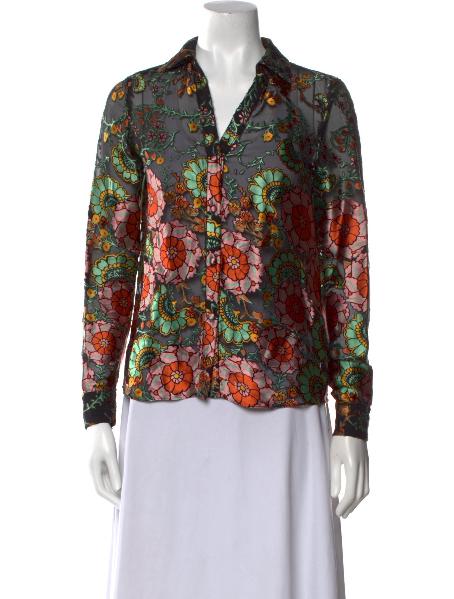 Alice + Olivia Floral Print V-Neck Blouse