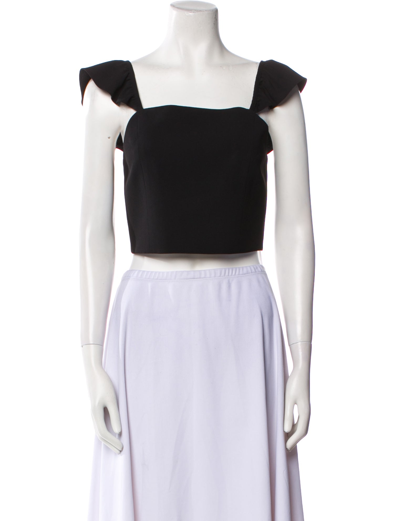 Alice + Olivia Square Neckline Short Sleeve Crop Top