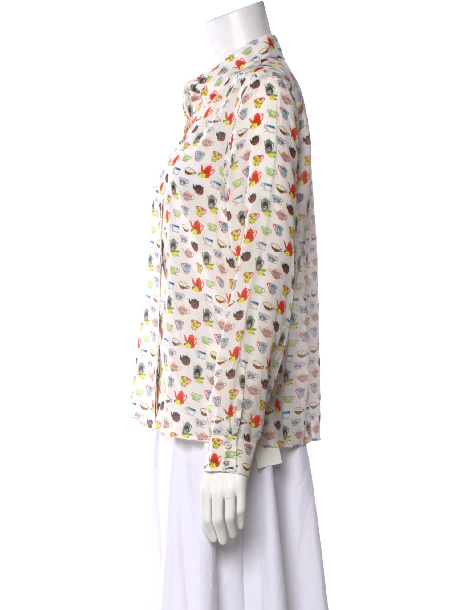 Alice + Olivia Silk Printed Button-Up Top