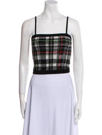Alice + Olivia Plaid Print Square Neckline Crop Top