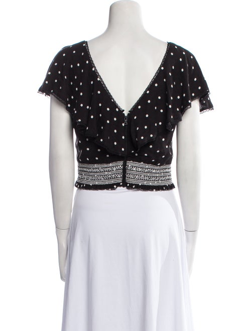 Alice + Olivia Polka Dot Print V-Neck Crop Top