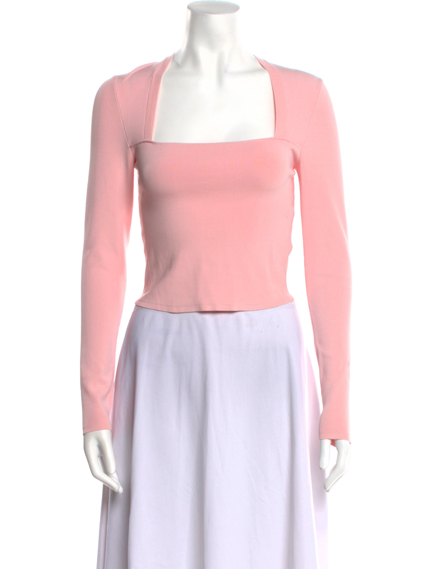 Alice + Olivia Square Neckline Long Sleeve Crop Top