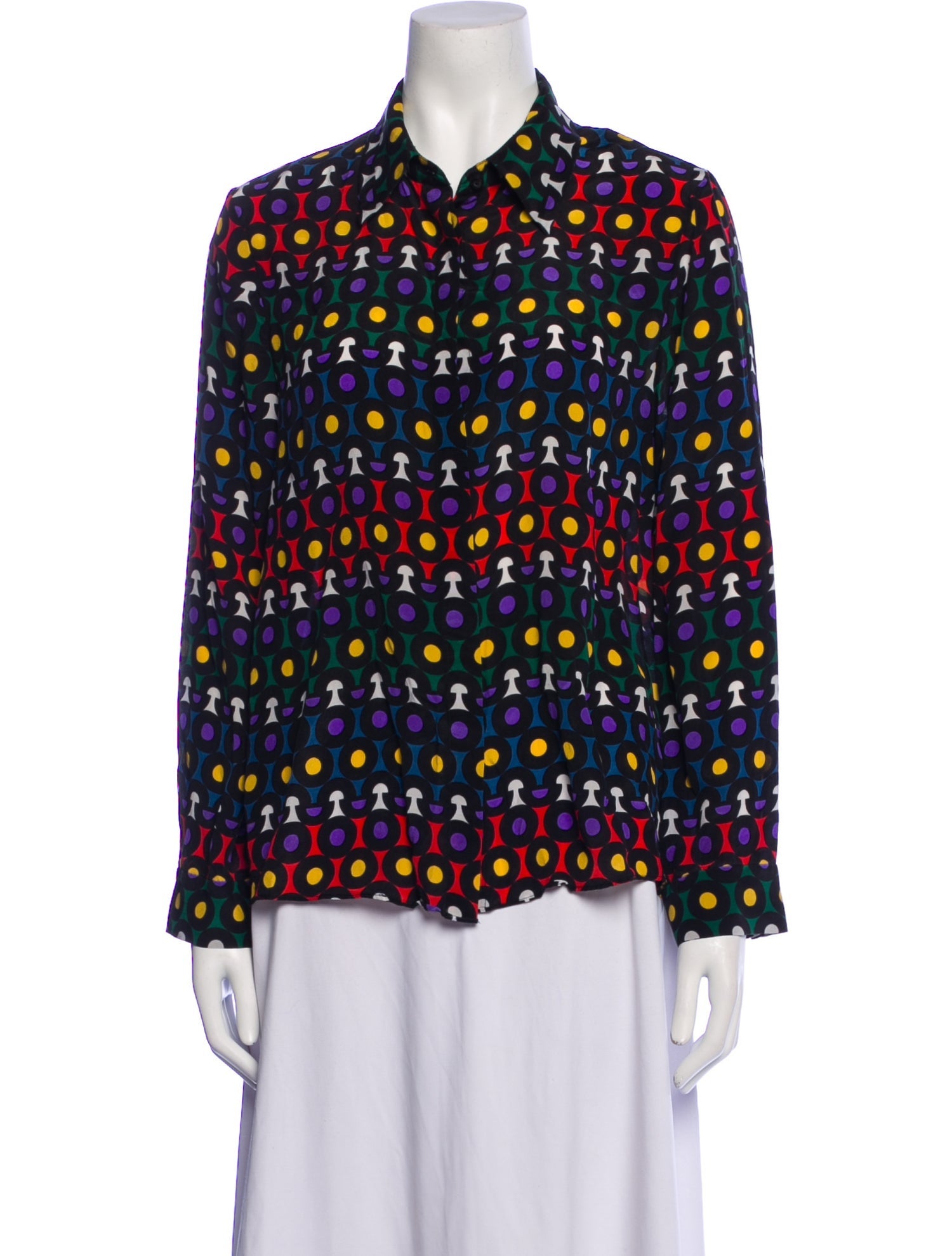 Alice + Olivia Silk Printed Button-Up Top