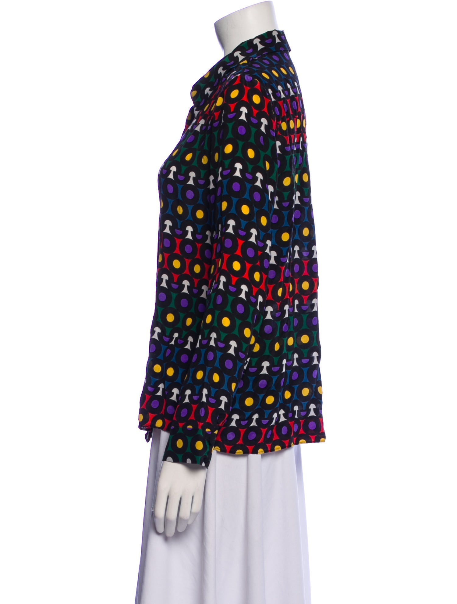 Alice + Olivia Silk Printed Button-Up Top