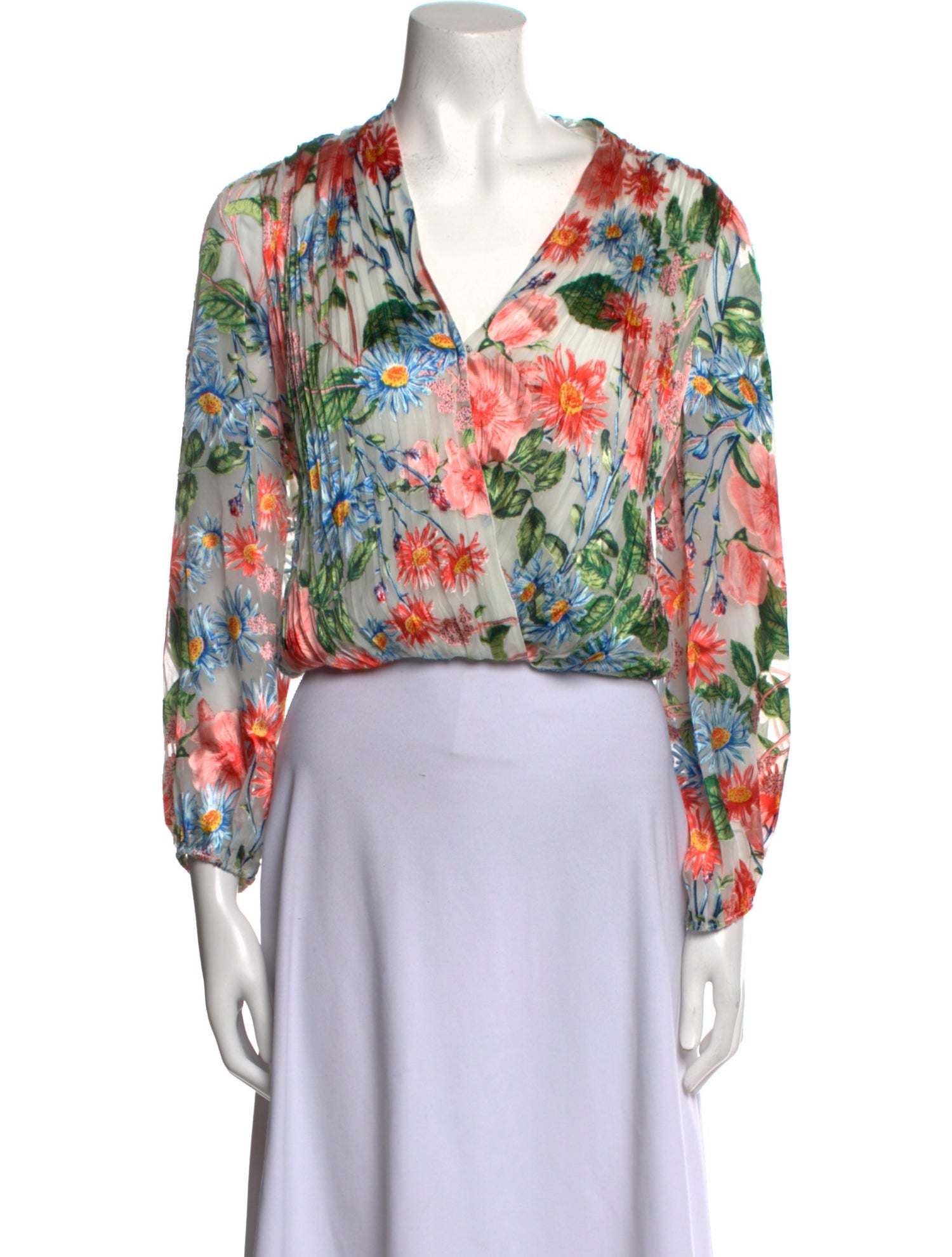 Alice + Olivia Floral Print V-Neck Crop Top