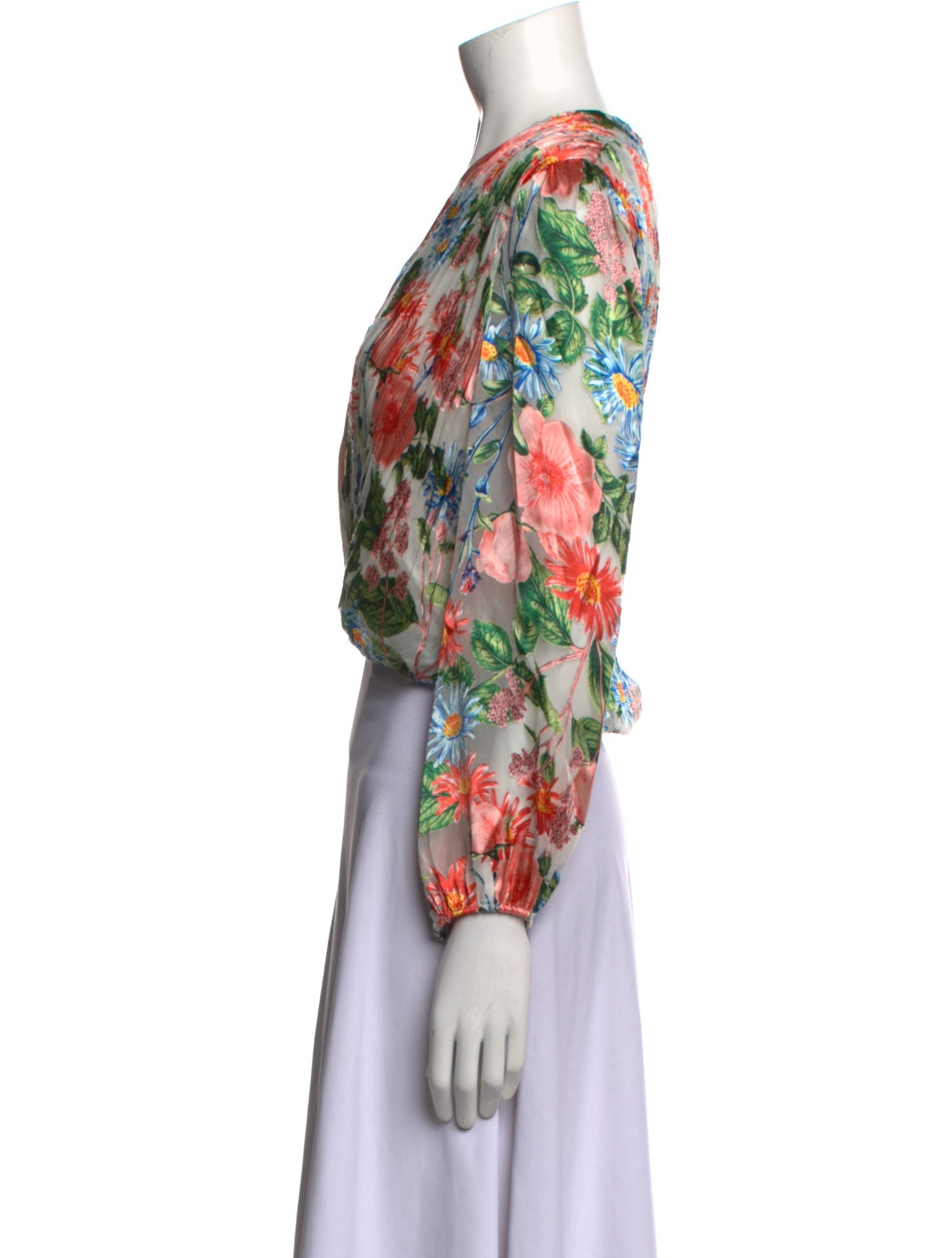 Alice + Olivia Floral Print V-Neck Crop Top