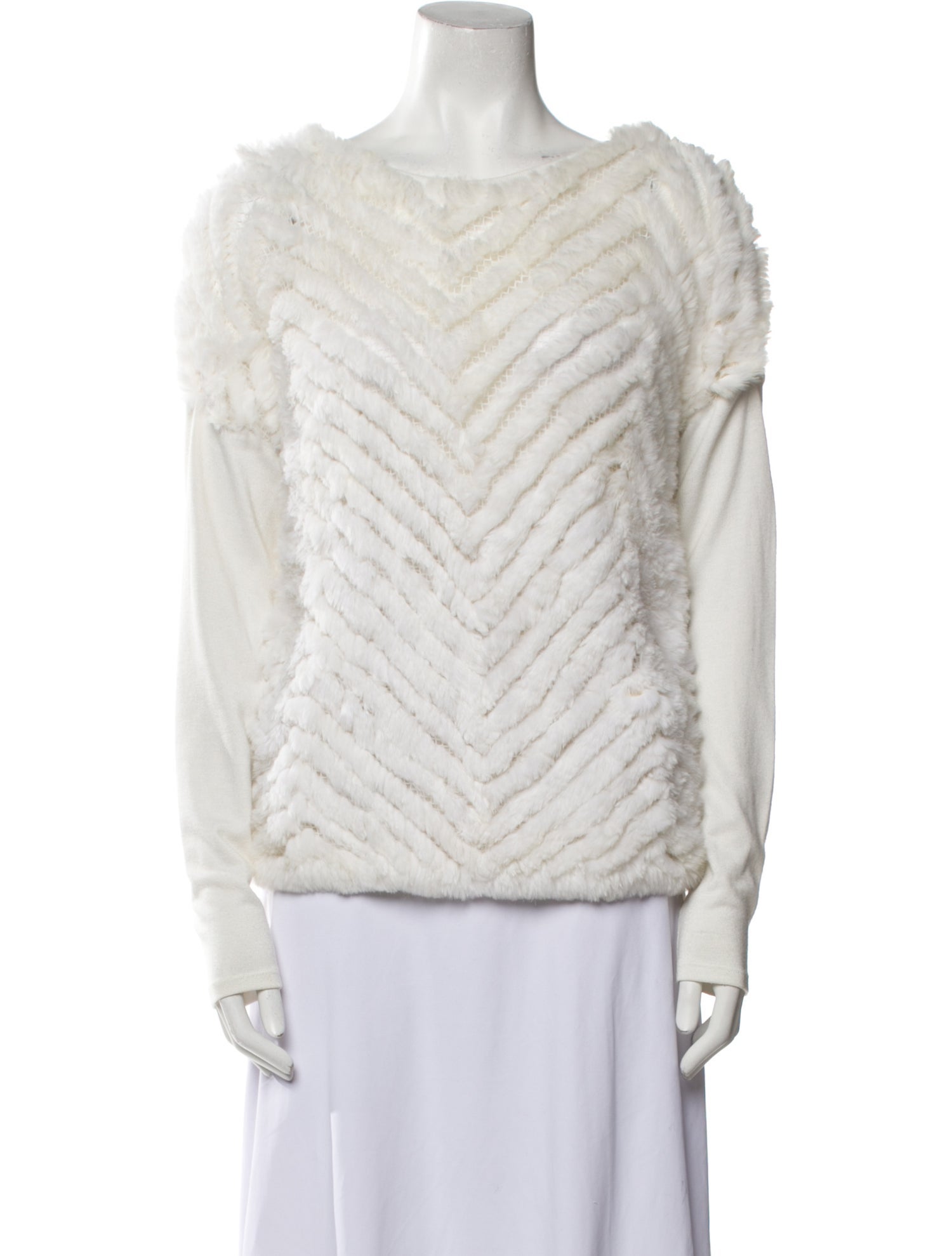 Alice + Olivia Fur Crew Neck Sweater