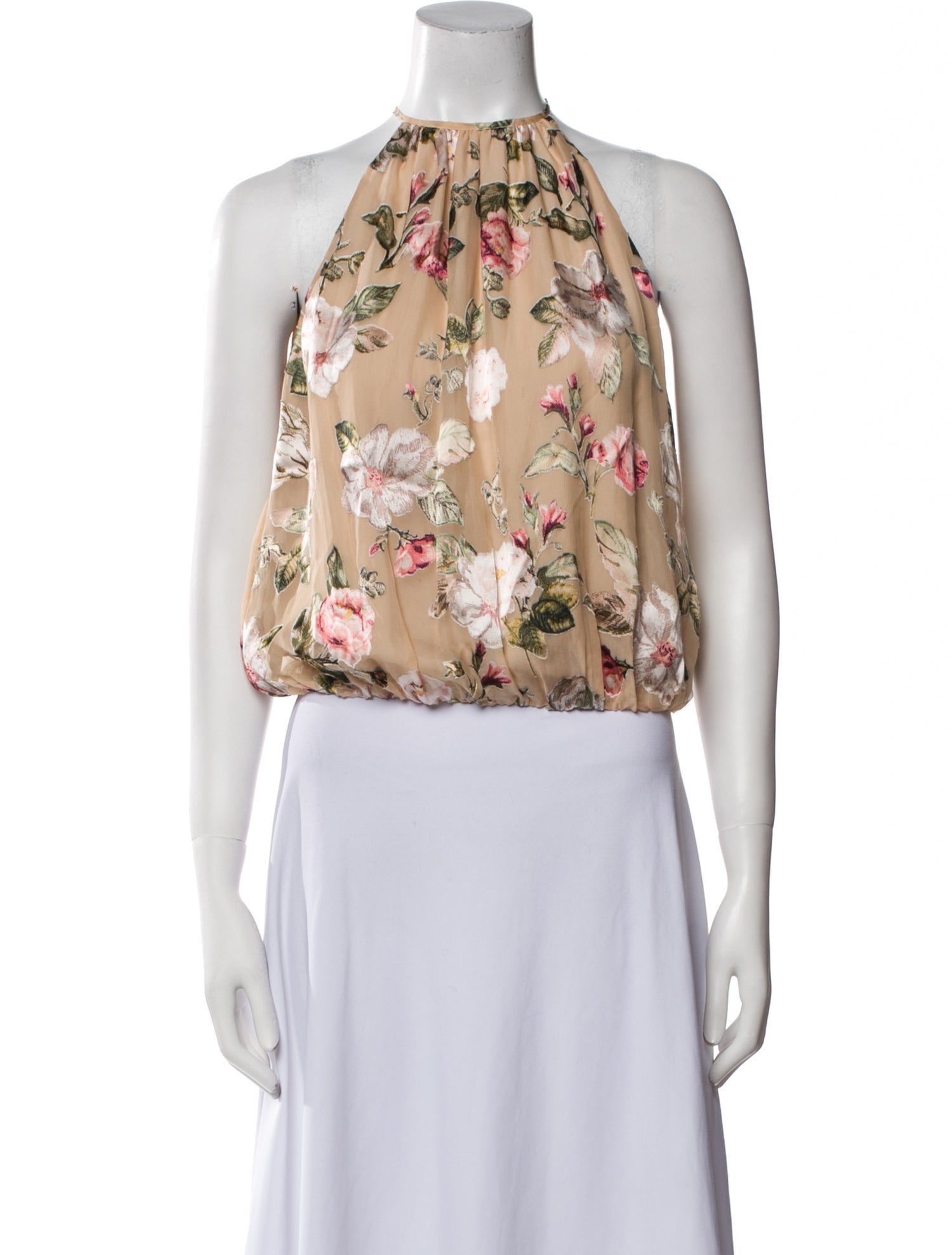 Alice + Olivia Floral Print Crew Neck Crop Top