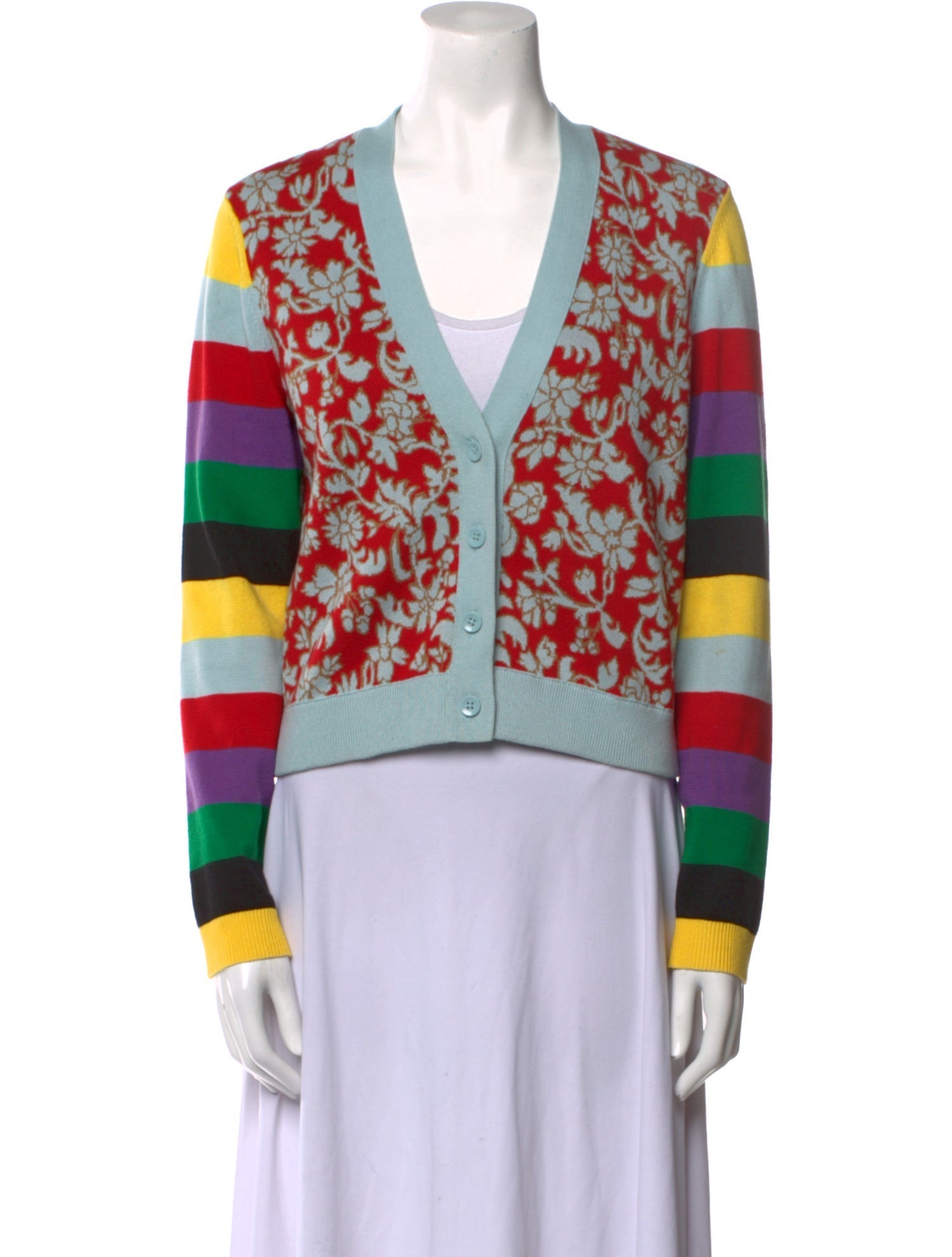 Alice + Olivia Striped V-Neck Sweater