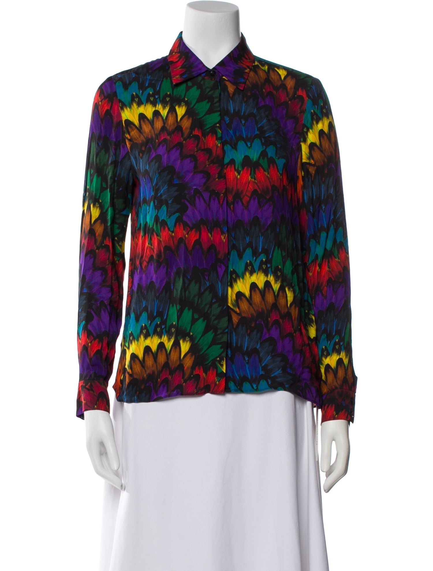 Alice + Olivia Printed Long Sleeve Button-Up Top