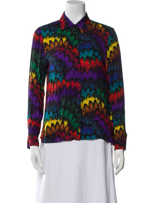 Alice + Olivia Printed Long Sleeve Button-Up Top