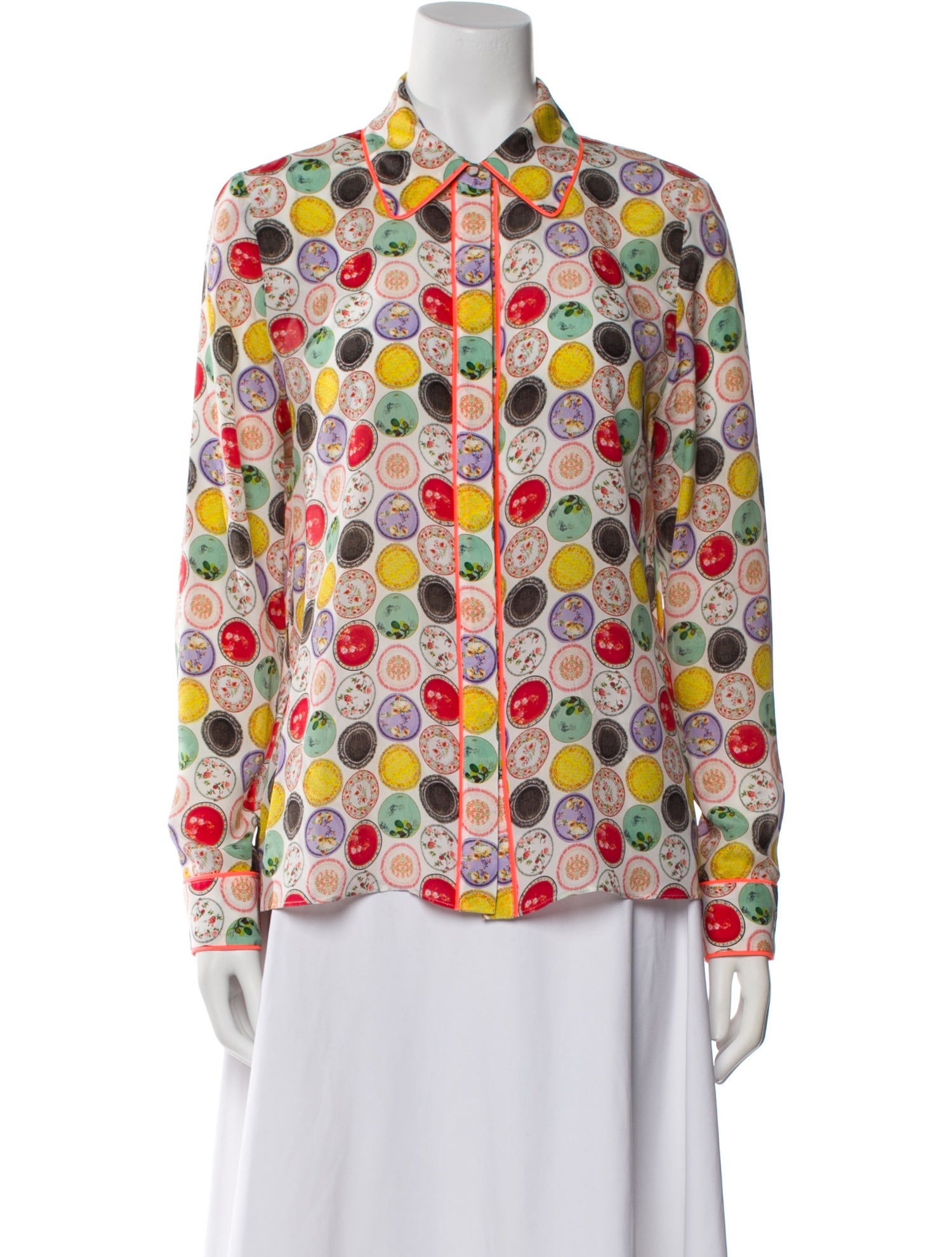 Alice + Olivia Silk Printed Button-Up Top