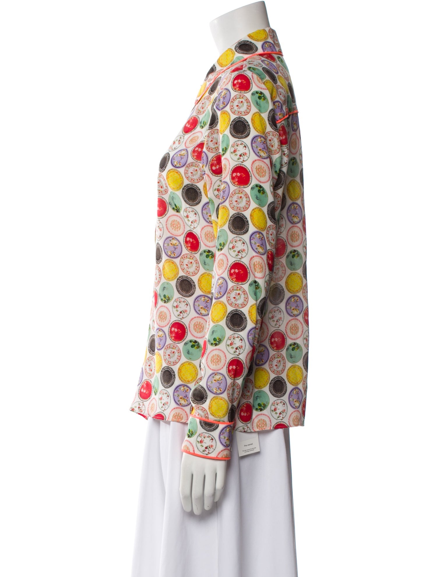 Alice + Olivia Silk Printed Button-Up Top