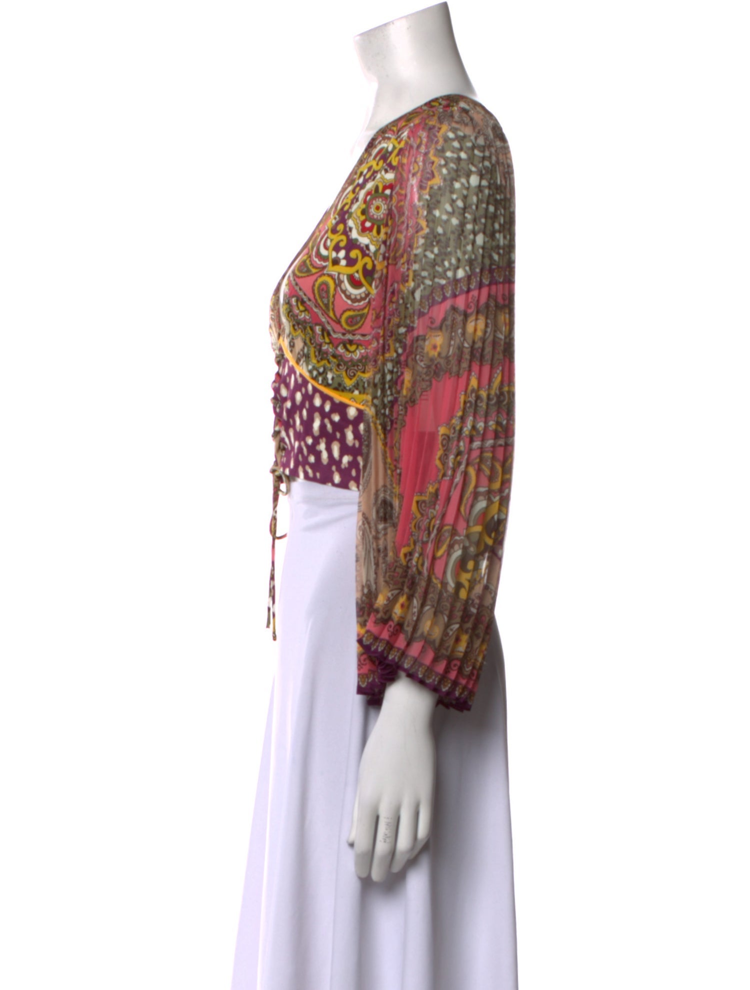 Alice + Olivia Paisley Print Plunge Neckline Crop Top