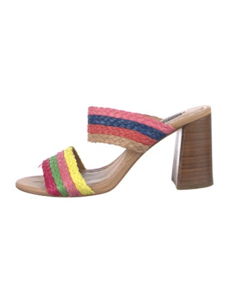 Alice + Olivia Straw Colorblock Pattern Slides