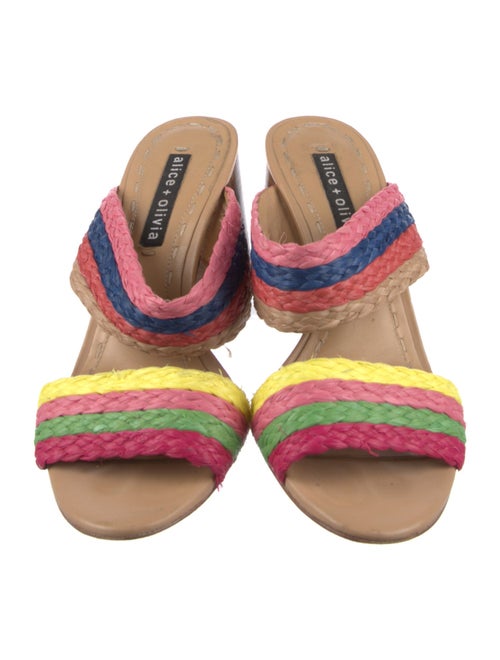 Alice + Olivia Straw Colorblock Pattern Slides