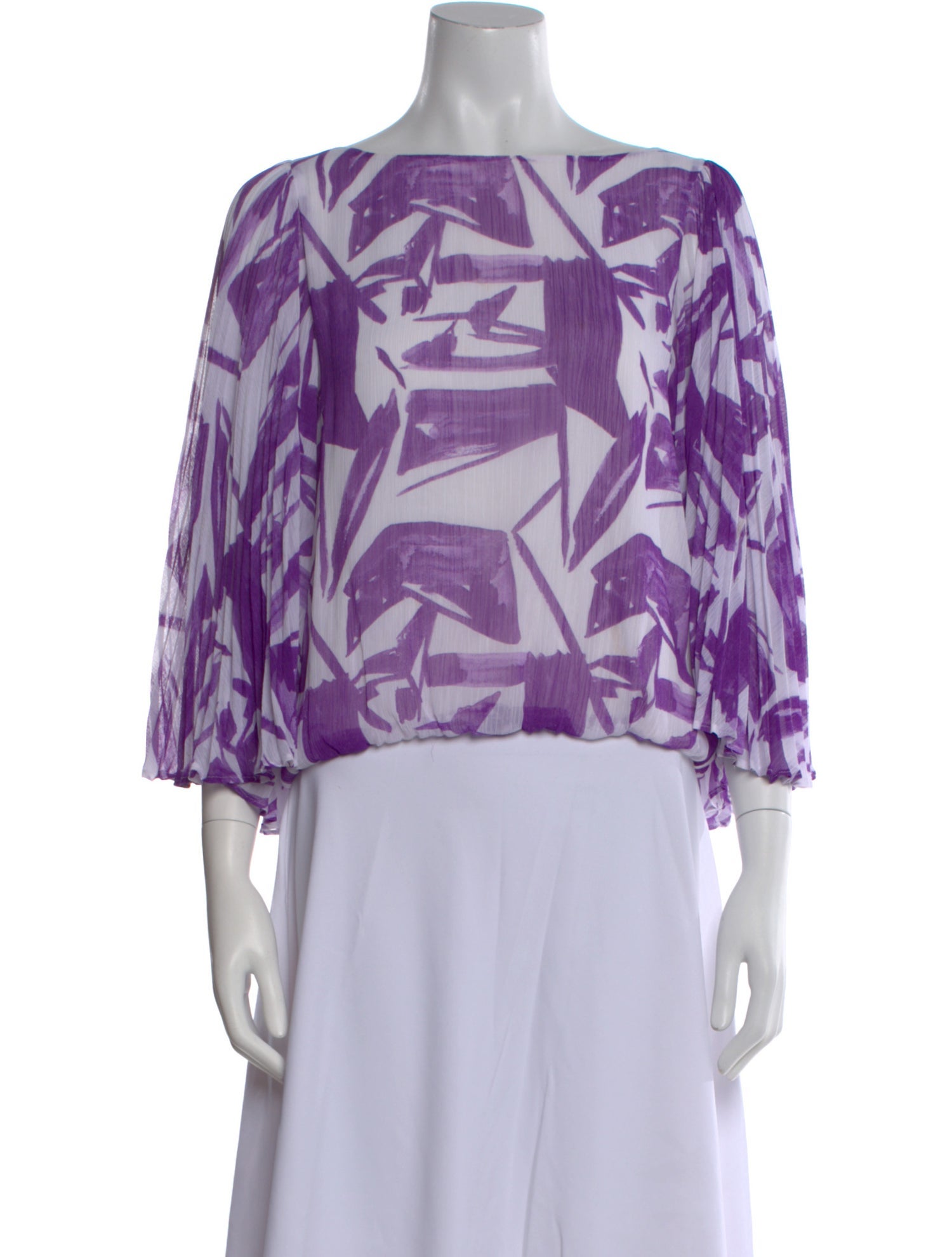 Alice + Olivia Printed Bateau Neckline Blouse