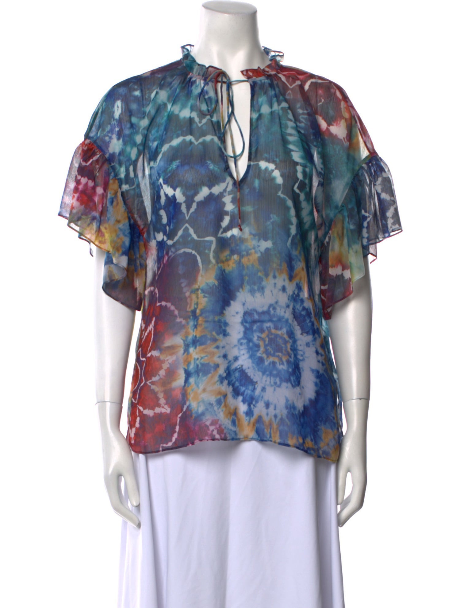 Alice + Olivia Printed Crew Neck Blouse