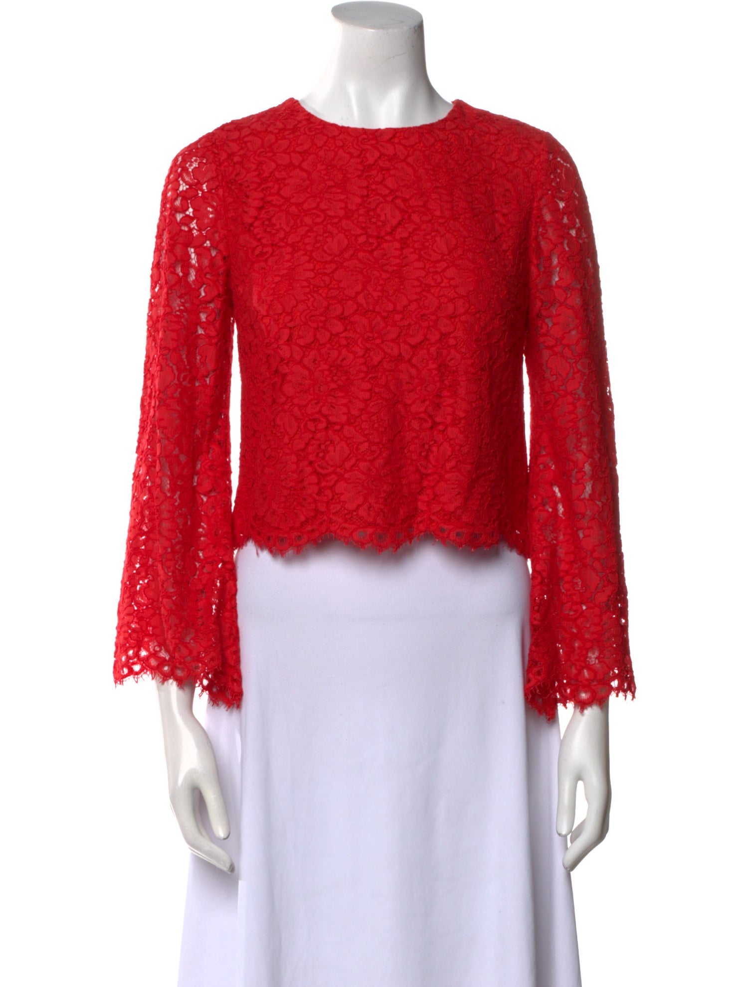Alice + Olivia Lace Pattern Crew Neck Crop Top