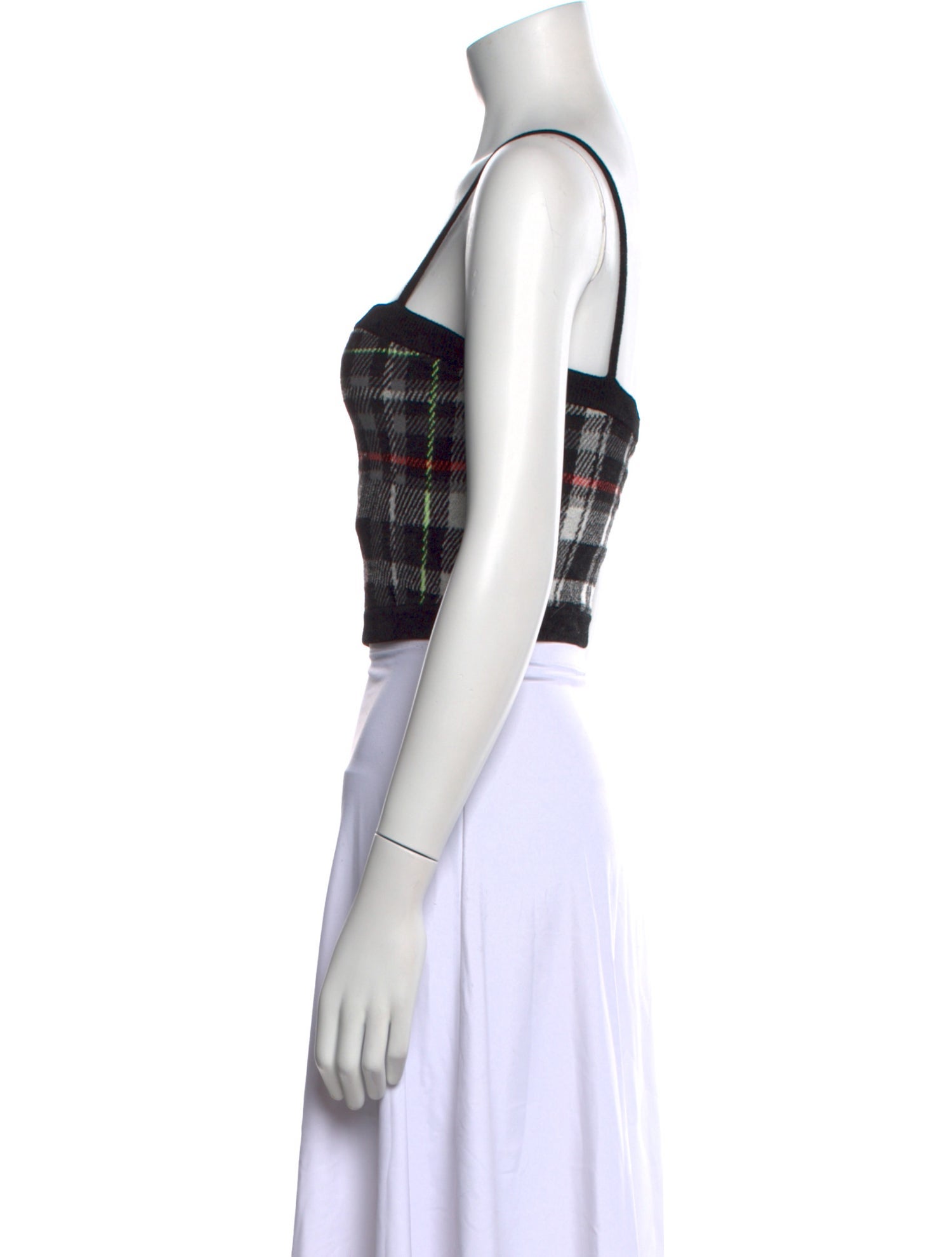 Alice + Olivia Plaid Print Square Neckline Crop Top