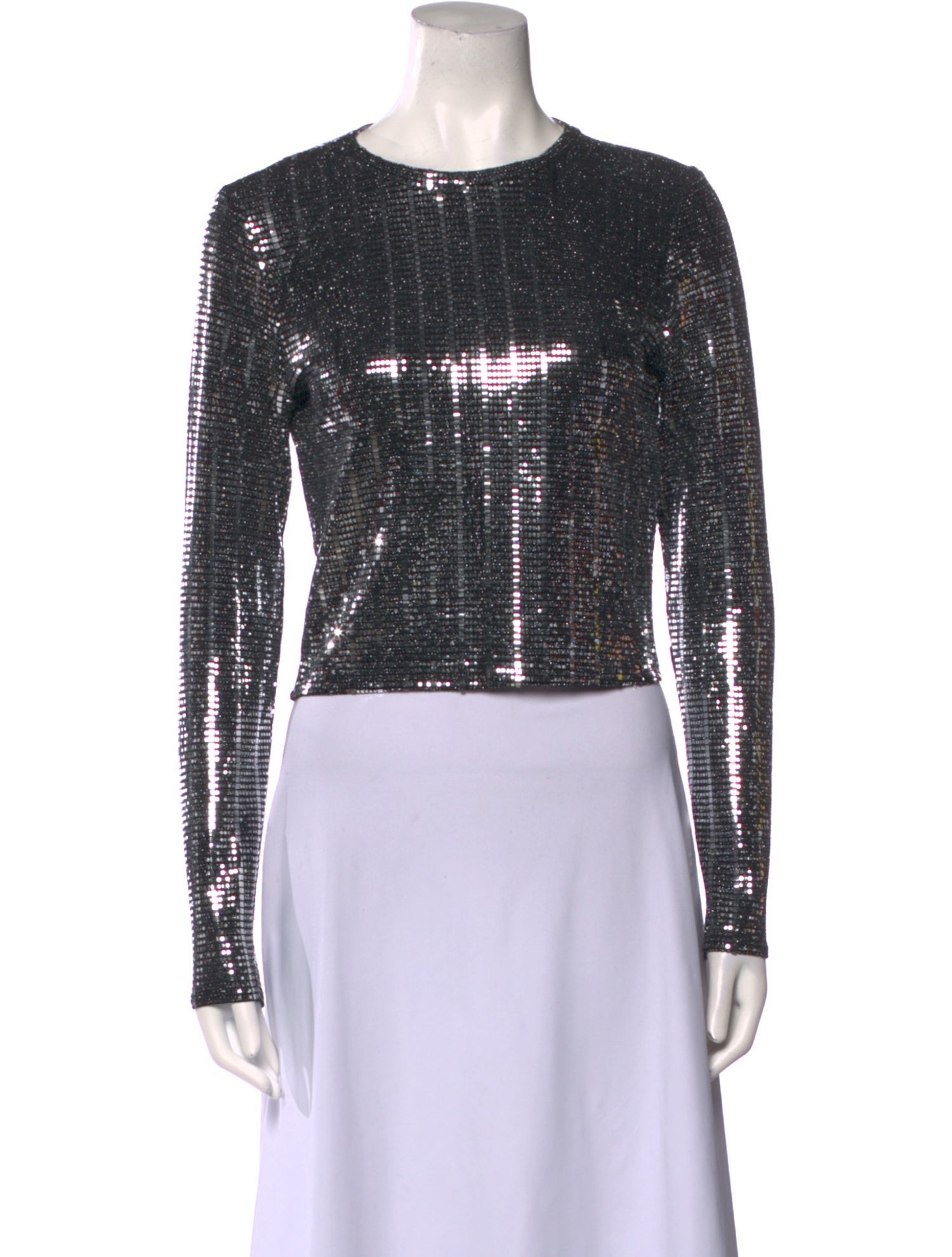 Alice + Olivia Printed Crew Neck Crop Top