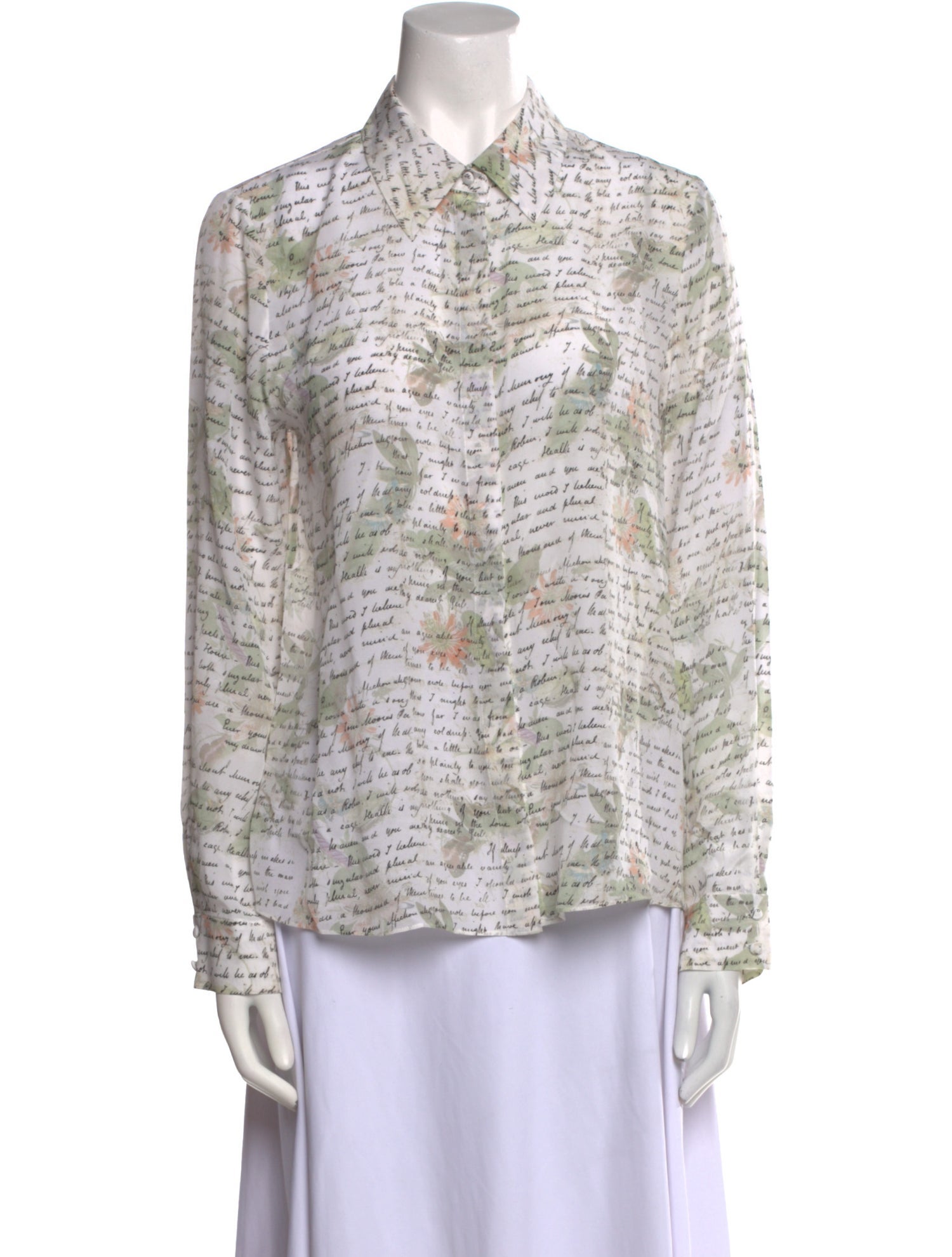 Alice + Olivia Printed Long Sleeve Button-Up Top