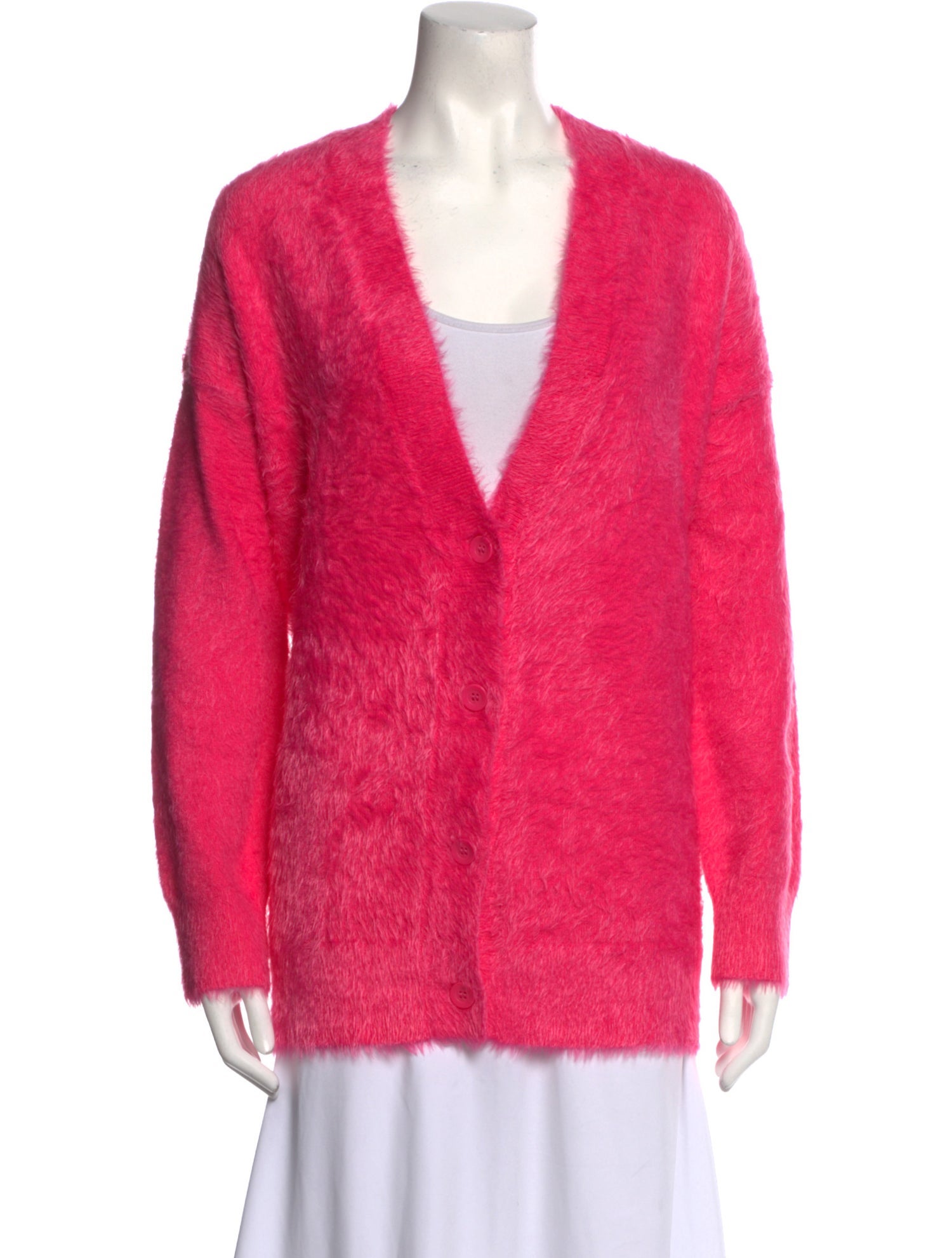 Alice + Olivia Faux Fur Plunge Neckline Sweater