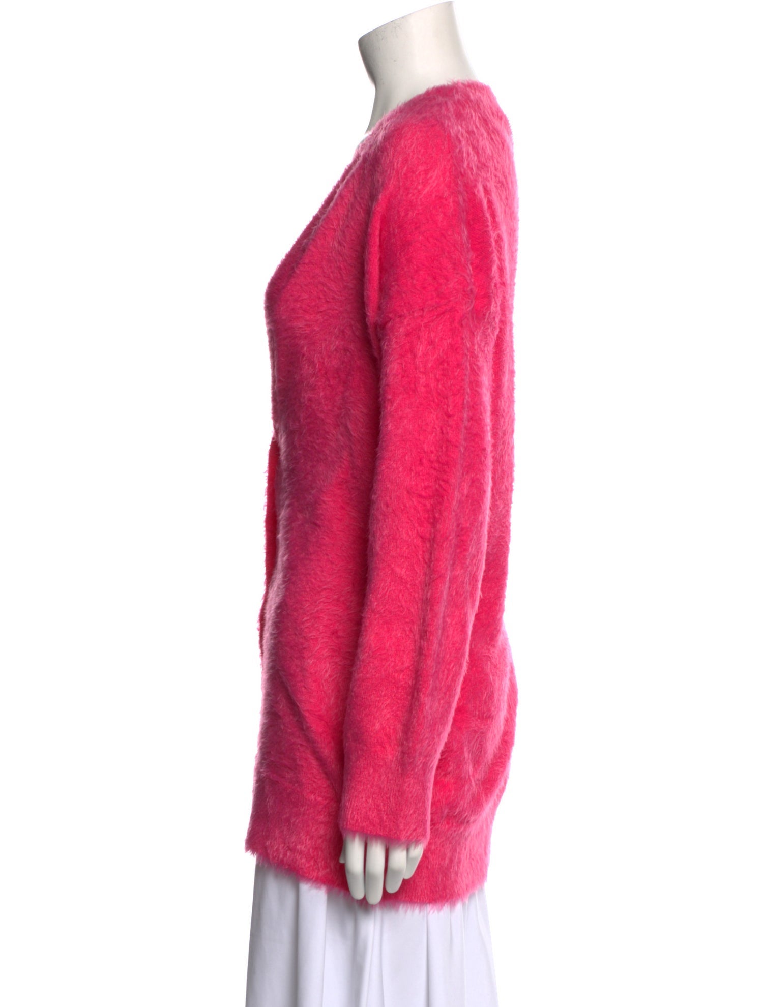 Alice + Olivia Faux Fur Plunge Neckline Sweater