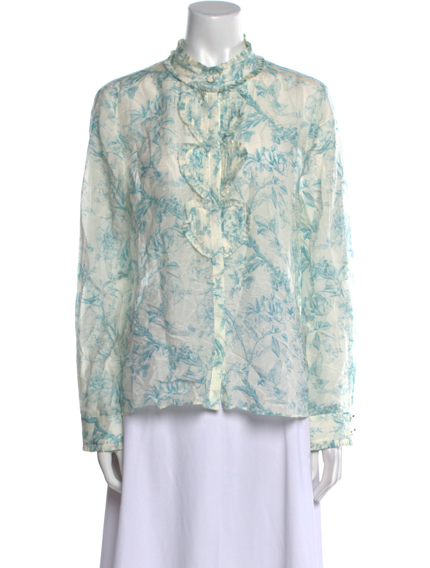 Alice + Olivia Floral Print Mock Neck Blouse
