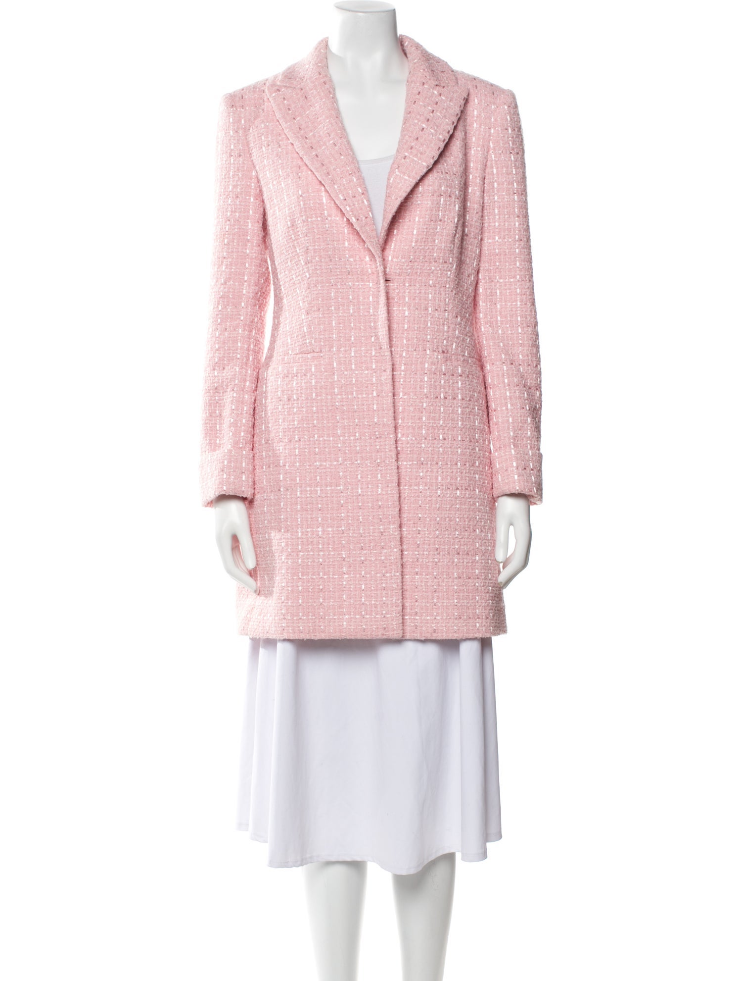 Alice + Olivia Tweed Pattern Faux Fur Coat