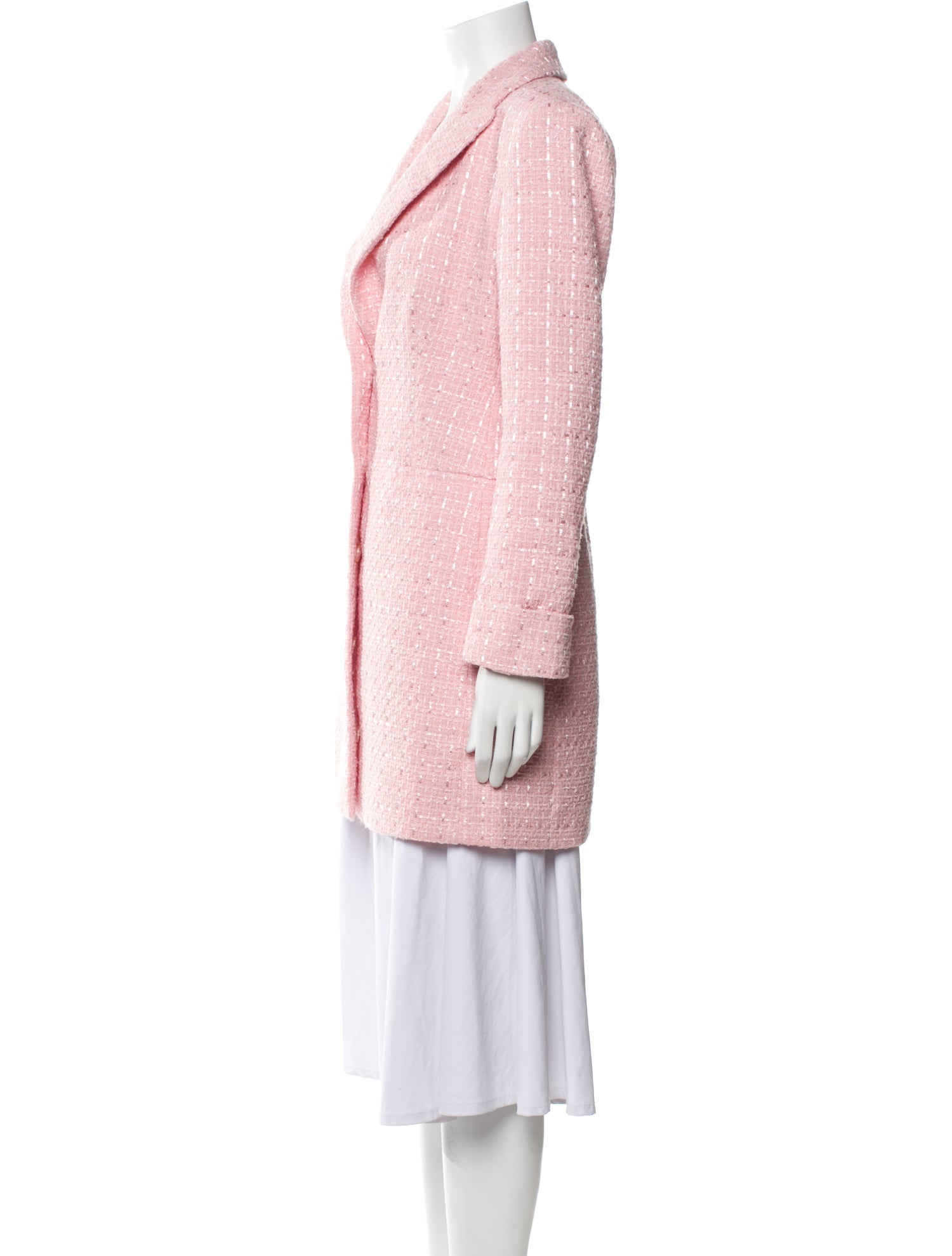 Alice + Olivia Tweed Pattern Faux Fur Coat