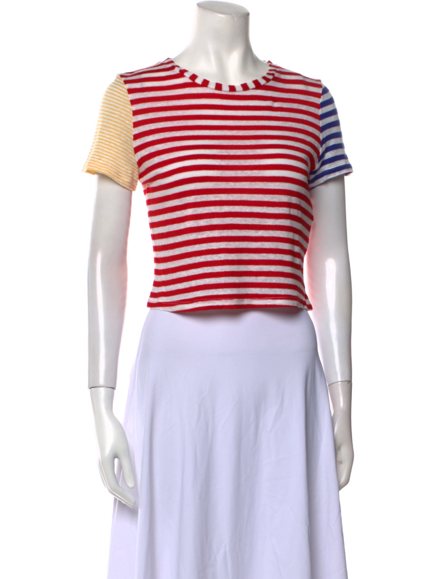 Alice + Olivia Linen Striped Crop Top