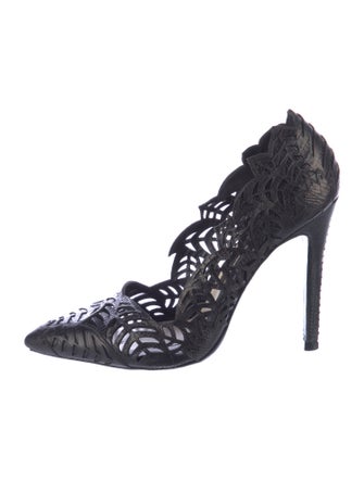 Alice + Olivia Leather Lasercut Accents Pumps