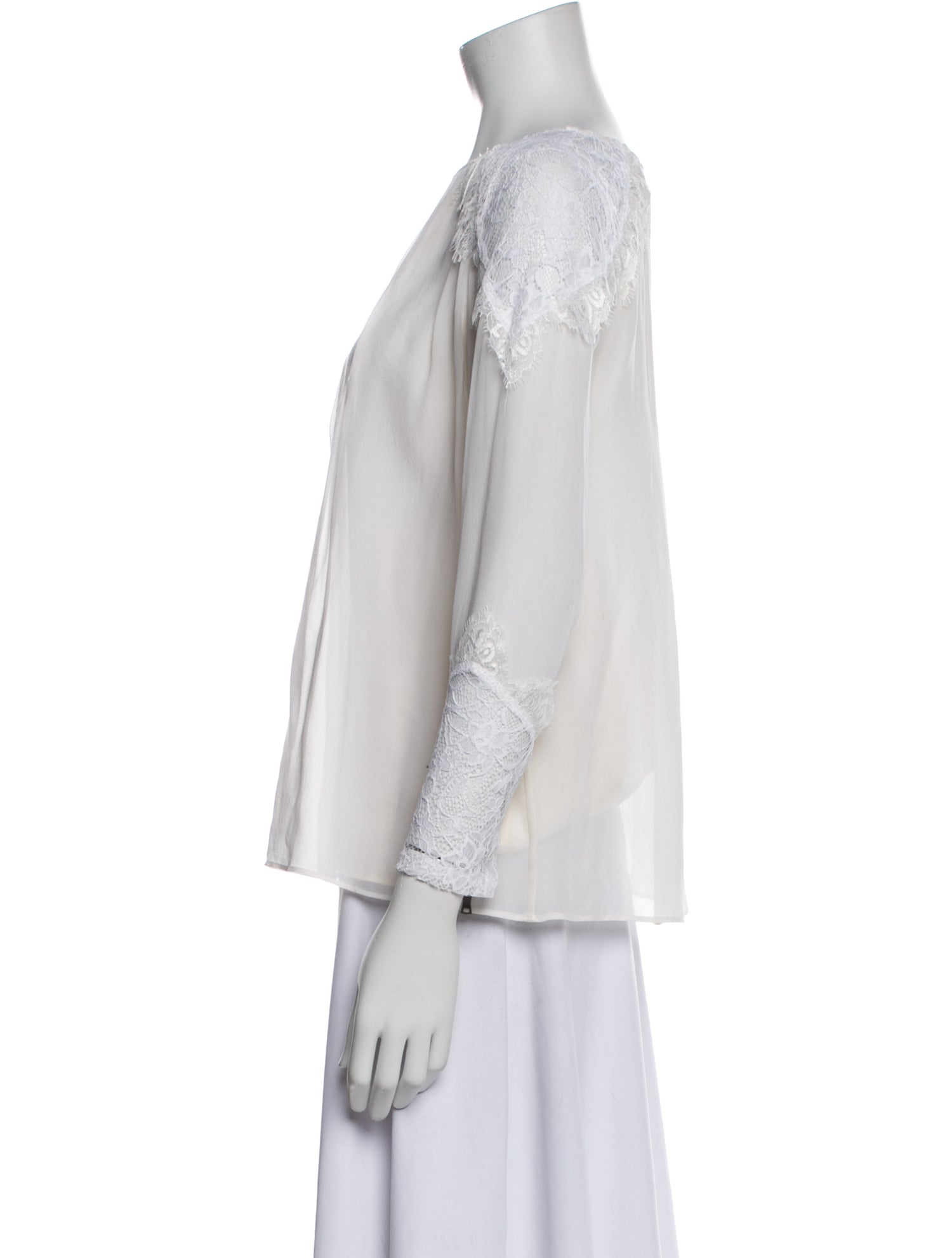 Alice + Olivia Silk Bateau Neckline Blouse