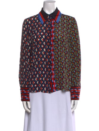 Alice + Olivia Silk Printed Button-Up Top