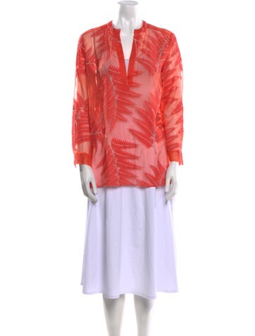 Alice + Olivia Tops Silk Lace Pattern Tunic S