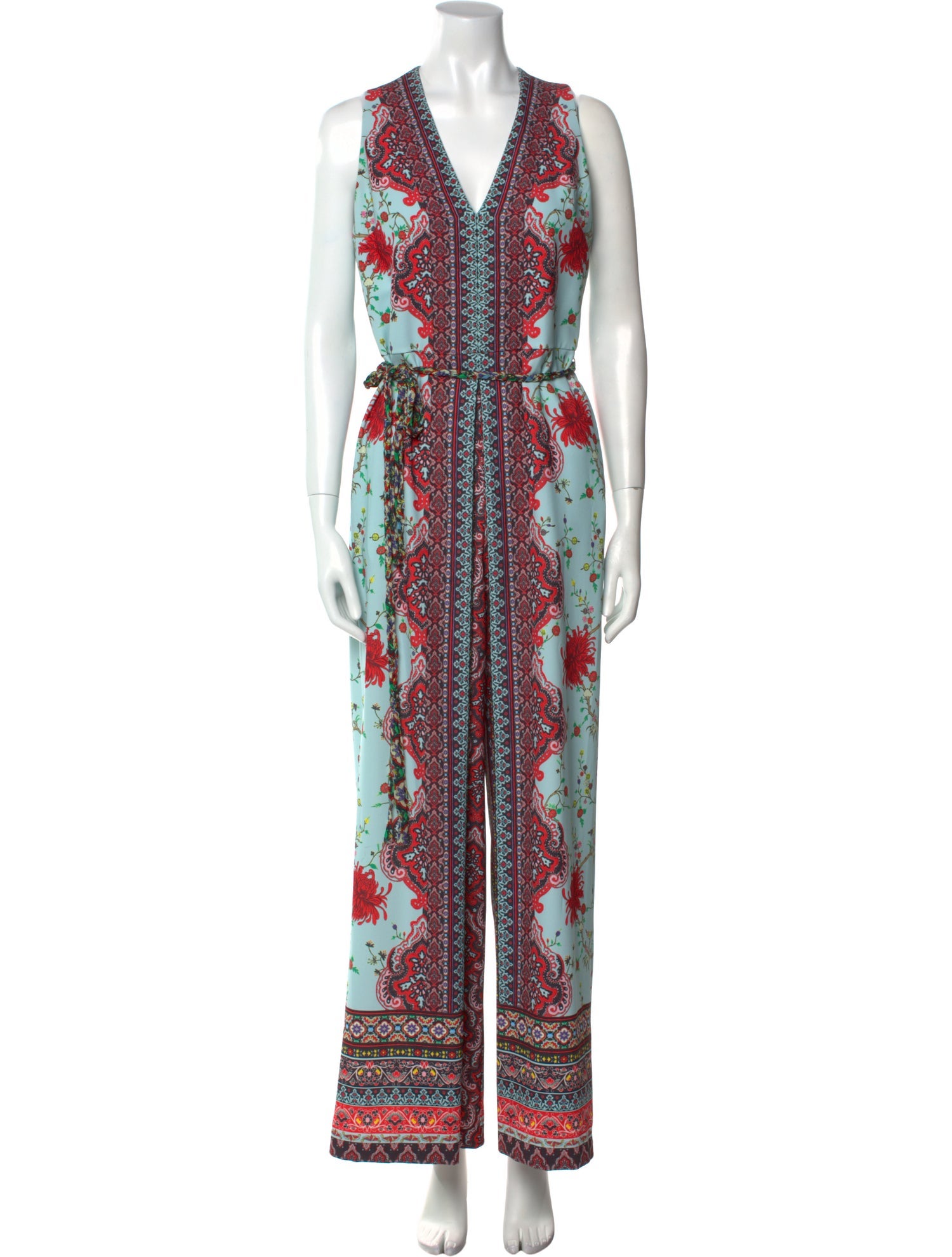 Alice + Olivia Printed Plunge Neckline Jumpsuit