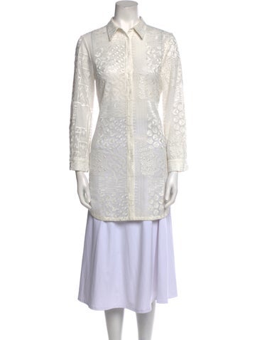 Alice + Olivia Tops Lace Pattern Long Sleeve Tunic S