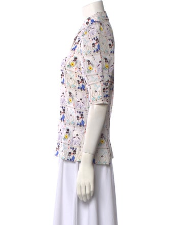 Alice + Olivia Silk Printed Button-Up Top