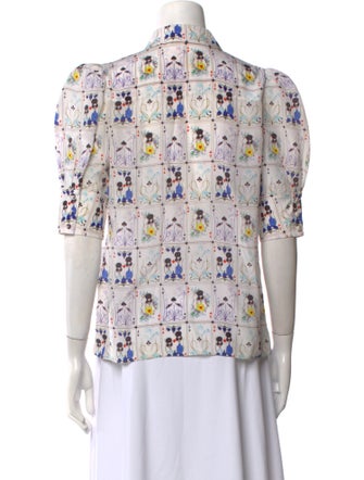 Alice + Olivia Silk Printed Button-Up Top