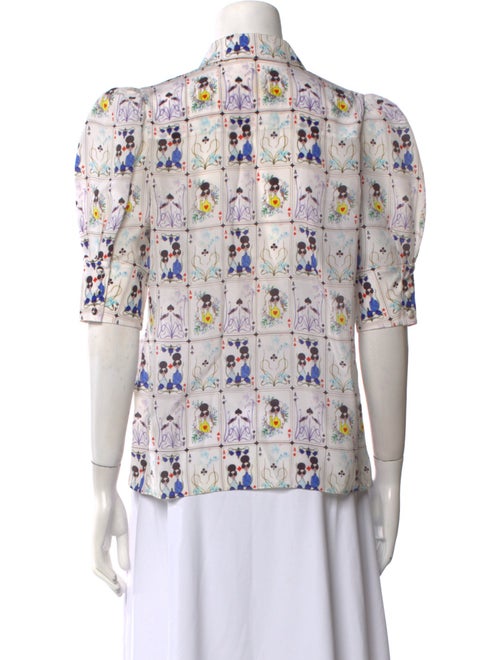 Alice + Olivia Silk Printed Button-Up Top