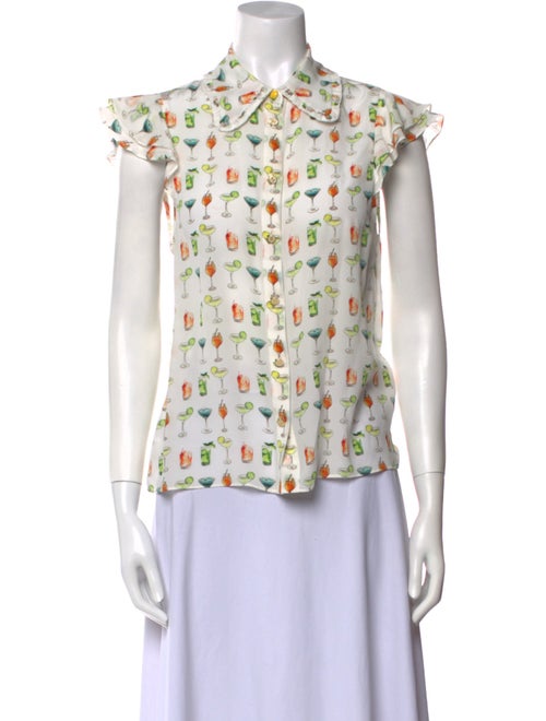 Alice + Olivia Silk Printed Button-Up Top