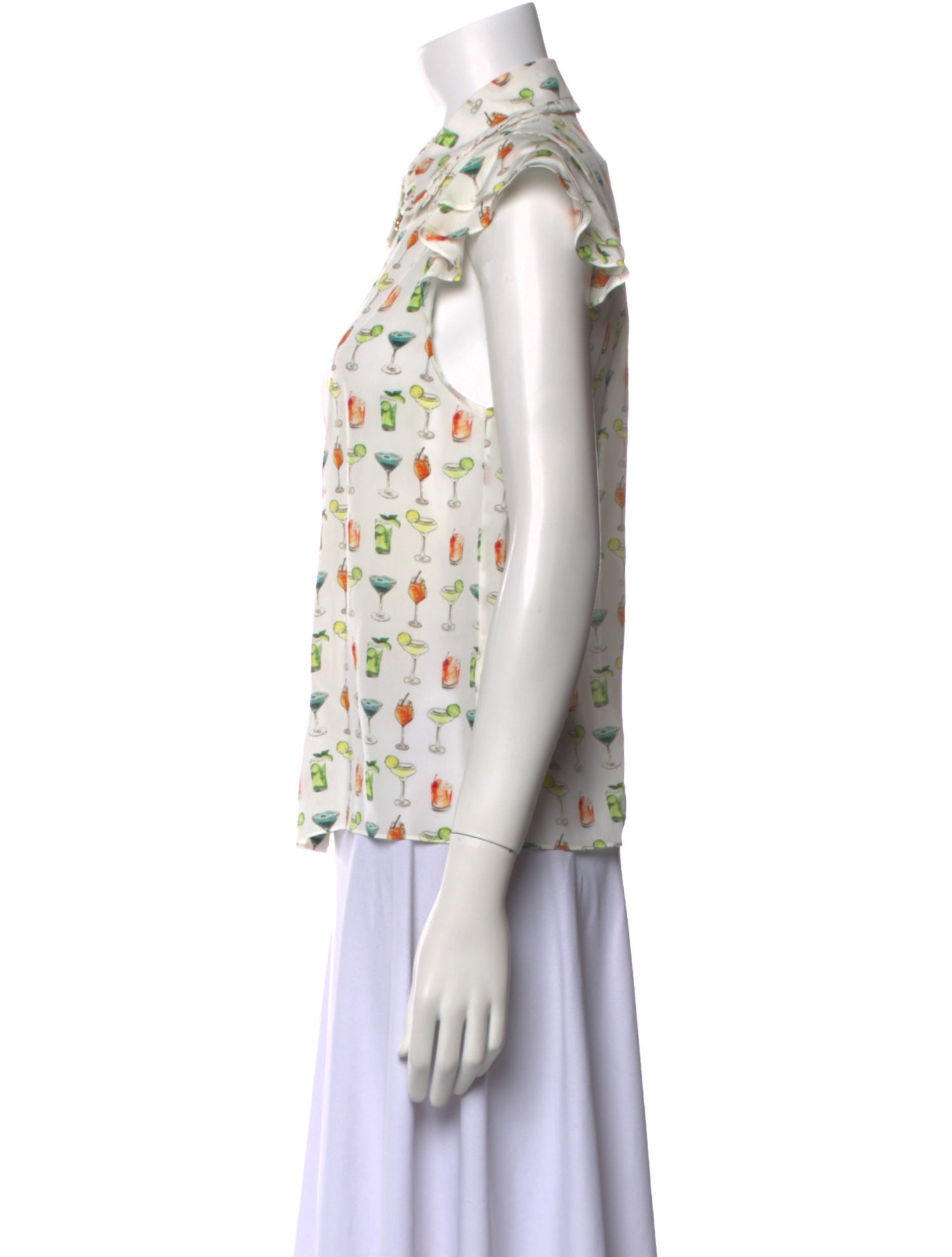 Alice + Olivia Silk Printed Button-Up Top