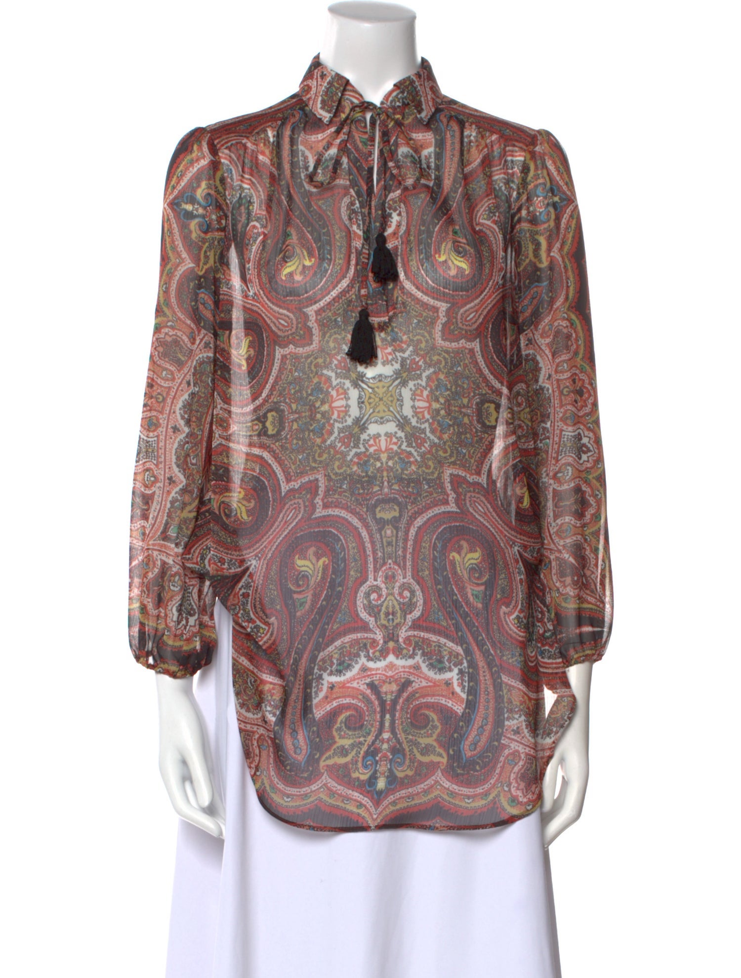 Alice + Olivia Paisley Print Long Sleeve Blouse