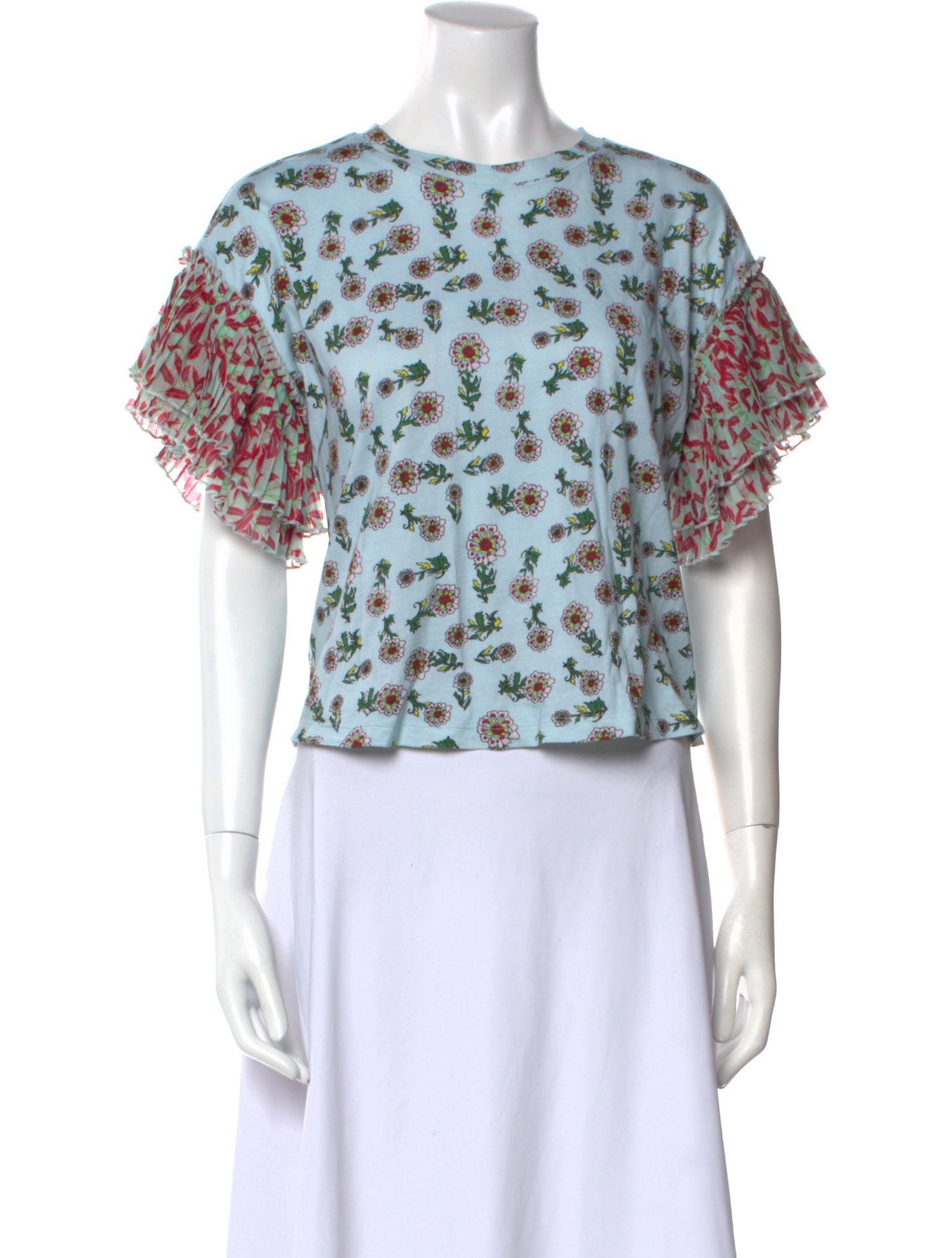 Alice + Olivia Floral Print Crew Neck Top