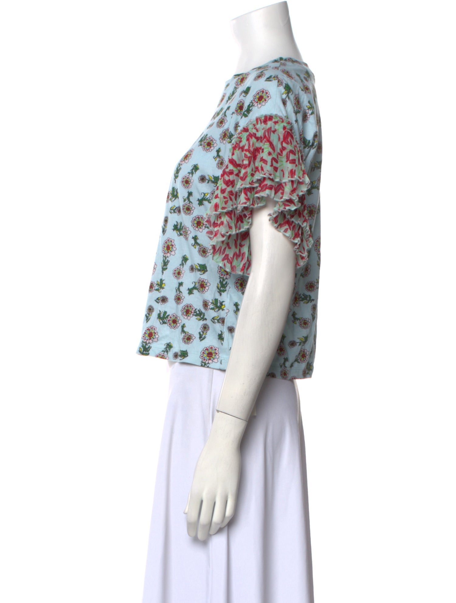 Alice + Olivia Floral Print Crew Neck Top