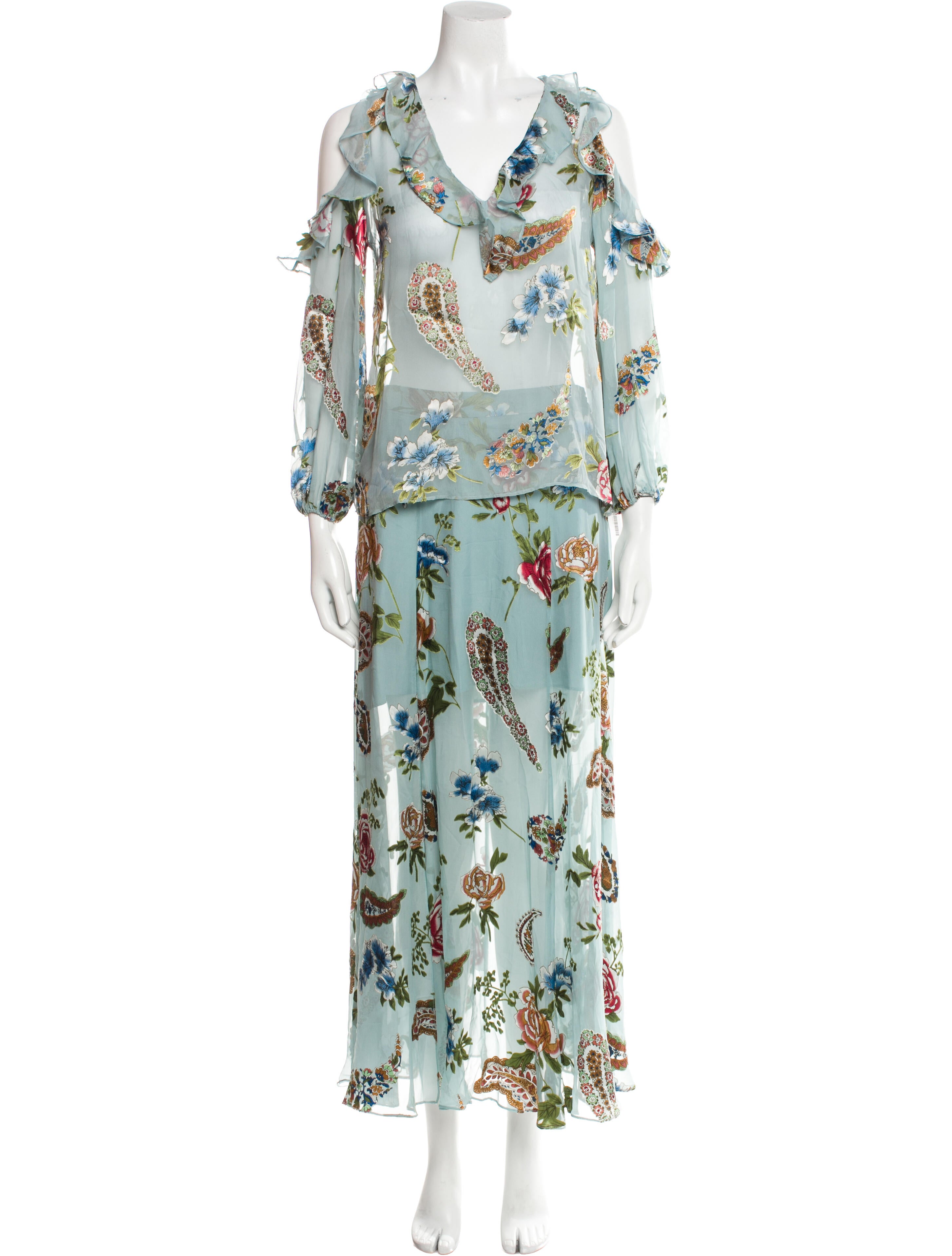 Alice + Olivia Floral Print Ruffle Embellishment Skirt Set