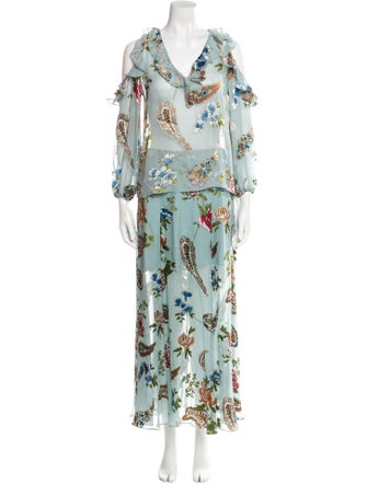 Alice + Olivia Floral Print Ruffle Embellishment Skirt Set